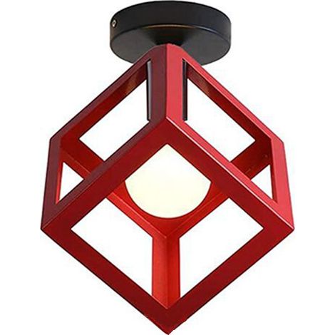 Lampe De Plafond En Forme De Cube Luminaire Plafonnier Moderne Plafonnier Rétro Vintage Rouge (1/5)