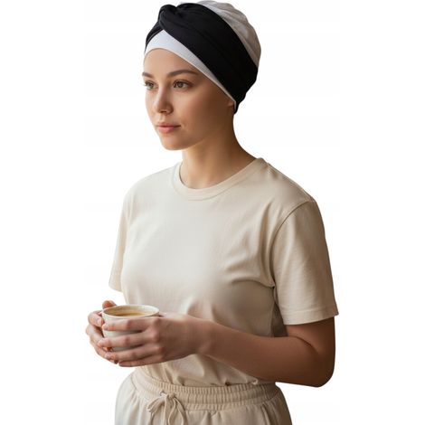Turban de printemps pour femme Lena écru-05, foulard doux également adapté après chimiothérapie (1/5)