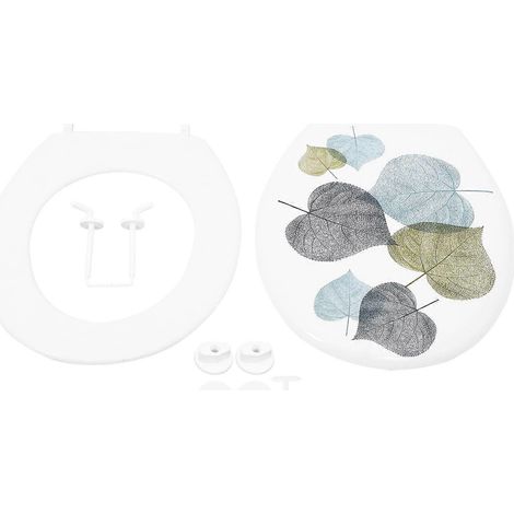 Abattant de toilette universel en forme de O avec motif de feuilles d'or et d'argent, conception durable et facile à nettoyer Réf. : 7757 (1/5)