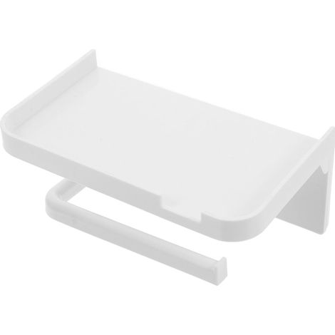 Porte-papier toilette blanc avec étagère en ABS et fixation murale, (1/5)