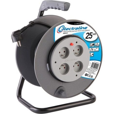 Enrouleur Câble Electraline 25m Protection Thermique Intégrée Pour Sécurité. - Electraline