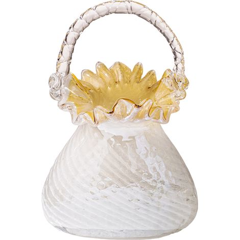 Vaso a forma di borsa/pochette - Centrotavola in vetro bianco - 1 pezzo (1/4)