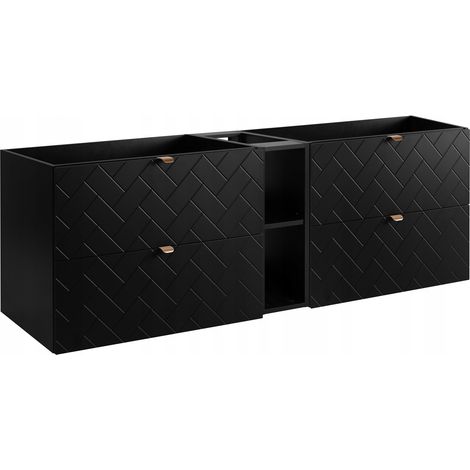 Waschtischunterschrank - 180 cm - Schwarz - Modernes Design - Praktischer Stauraum