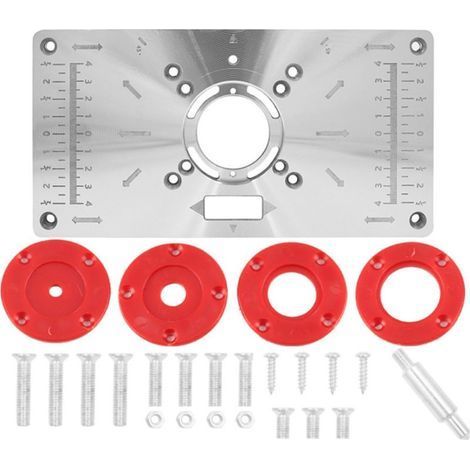 Plaque d'insertion Table de Toupie Compatible avec Makita Routeurs Machine de Découpe en Alliage d'aluminium avec Anneaux d'insertion de Routeur et Vis de Fixation (1/4)
