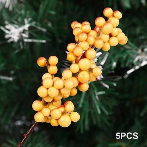pièces de décorations artificielles pour fêtes et festivals : baies de Noël, branches et haricots en mousse.jaune (1/5)