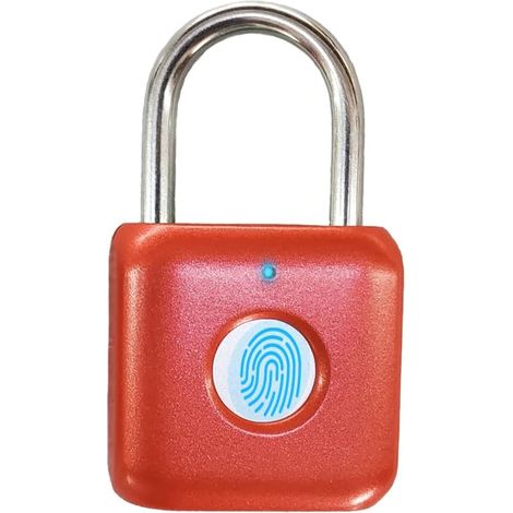 Serrure biométrique intelligente, lecteur d'empreintes digitales, couleur rouge, fonctionnement par bouton-poussoir, pour casiers, valises et salles de sport.-AquaForge (1/5)