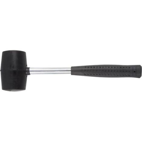 Toolland Mazo de goma 200 g con mango metálico y cabeza suave, ideal para camping, bricolaje y suelos, golpes precisos y agarre cómodo (1/2)