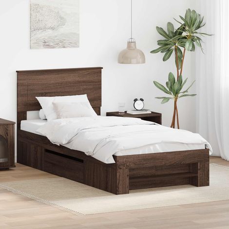 vidaXL Struttura del letto con testiera Rovere Marrone 80 x 200 cm