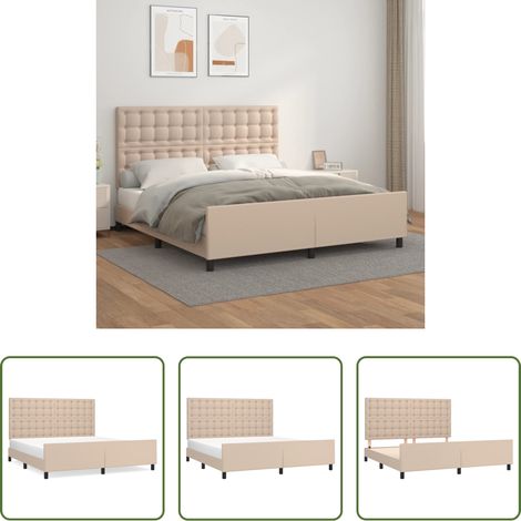 Tête de lit réglable - Cadre de lit sans matelas cappuccino 160x200 cm similicuir (1/5)