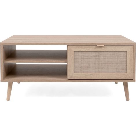 CALICOSY - Table Basse 2 Niches L100 cm - Impression Rotin - BALI (1/5)