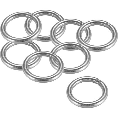 Lot de 8 anneaux cerclage soudés en acier inoxydable 50 x 6 mm