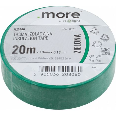 Cinta aislante 19mm x 0,13mm VERDE 20m (1/4)