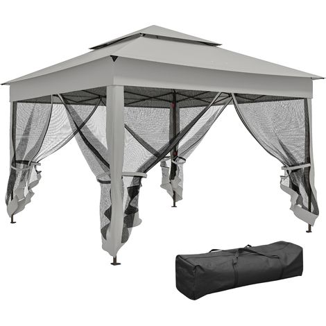 Tente Barnum de Jardin Pliante Pop-up, Acier et Polyester imperméable, Anti-UV, avec Moustiquaires et Sac de Transport