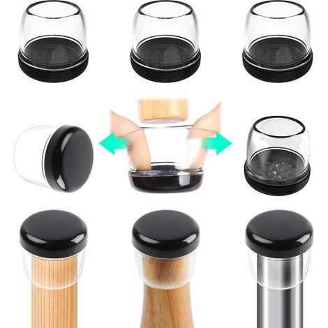 Embouts pour Pieds de Chaise 27-32 mm avec Fond en, Protection Pied de Chaise Rond Silicone Couvre-Jambes de Meuble, Patins en 1,25" pour Rayures et Élastique (1/5)