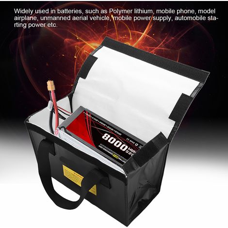 Sac de rangement antidéflagrant pour batteries LiPo, grand format, pour le chargement et le stockage (noir) (1/5)