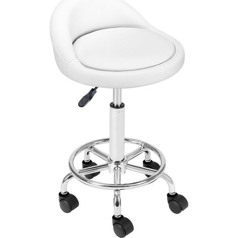 Sgabello Seduta imobottita e Schienale Basso con Ruote Base Acciaio 360 Bianco (1/4)