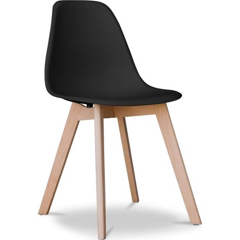 ORION91oficial® - Silla ARA Color Negro🖤Asiento Polipropileno y Patas Haya (83x46x55 cm) Estilo Escandinavo, Comedor, Hostelería, Oficina, Salón, Teletrabajo, Cocina - spaziOrion91 (1/5)