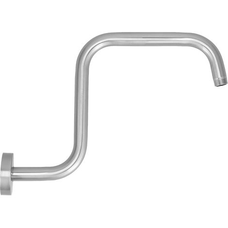 Bras de douche en forme de S de 33 cm (13 po), acier inoxydable brossé, support d'extension pour pommeau de douche (1/5)