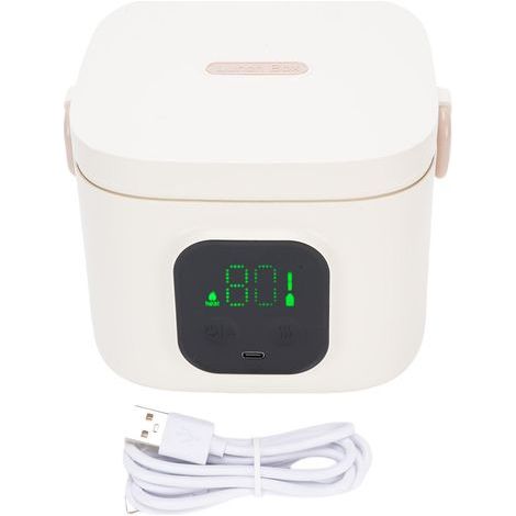 30W 800ml Electric Lunch Box in 304 Stainless Steel, USB Fast Heating, Insulated, Portable Food Warmer for Office and Home (1/5)