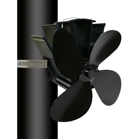 Ventilateur de Poele a Bois,4 Lames Alimenté à la Chaleur Ventilateur Cheminee,pour Poêle à Bois/Cheminée/Gaz/Granulés/Bûches (1/4)