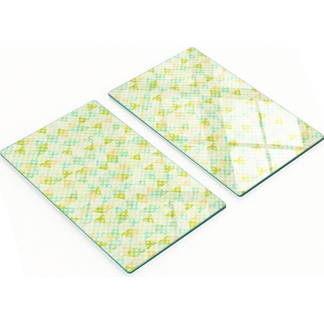 Juego de dos tablas de cocina de cristal con formas geométricas de 2x30x52 cm. (1/5)