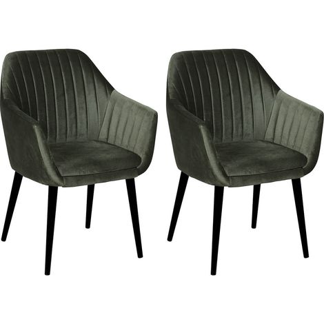 HETA - Lot de 2 Fauteuils Verts Piètement Noir (1/4)