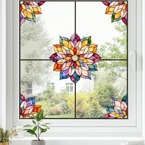 CCYKXAFilm de Fenêtre Vitrail 35x60cm,Film Intimité Effet ArcenCiel pour Vitre,Autocollant Décoratif Statique Non Adhésif pour Maison Salle de Bain Bureau (1/5)