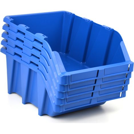 Pack 10 Gavetas Apilables y Encajables 49 x 31 x 19,5 cm Azul