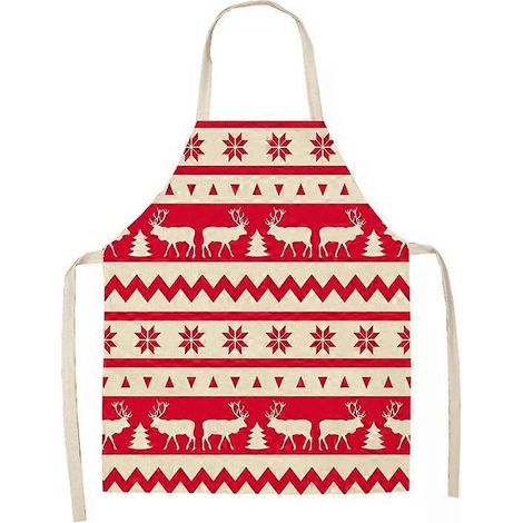 Ensemble de 2 tabliers de ménage en coton et lin à carreaux de Noël, 47 x 38 cm, WQ-001321