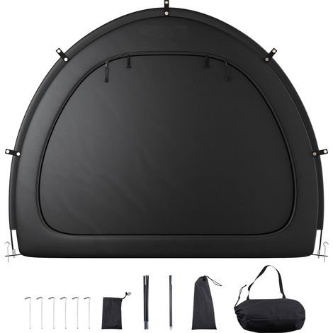 Mophorn Tente de rangement pour vélos pour plus de 5 vélos, tente étanche en forme d'éventail avec fenêtres ventilées, fibre de verre haute résistance et doubles fermetures à glissière (1/5)