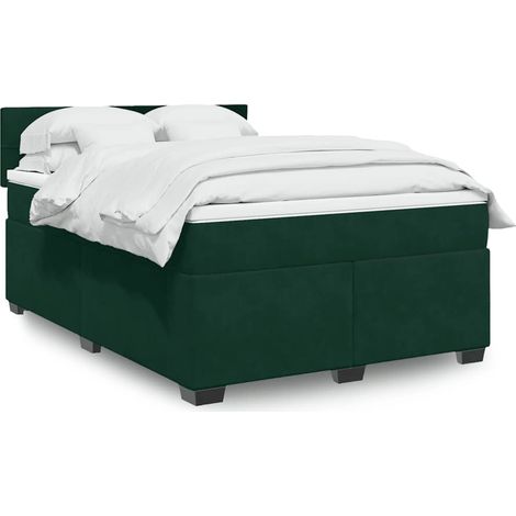 Boxspringbett mit Matratze Dunkelgrün 160x200 cm Samt