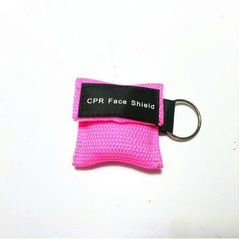 10 Pink Pack of 10 CPR Face Shield Masks with Keychain Ring First Aid Kit Face Shields for First Aid Training (1/5)
