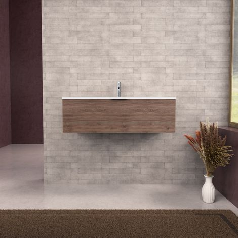 Inda - Mobile bagno L.100 con lavabo opaco / Rovere castano 1