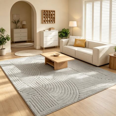 Tapis de salon 230 x 160 cm, épais, à motifs géométriques et à poils longs, doux et antidérapant (tapis seul) (1/5)