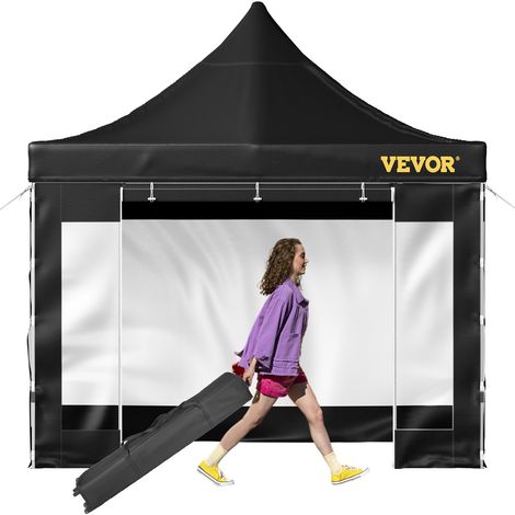 Tonnelle Imperméable 3x3 m Tente Pop-up Jardin avec Parois Latérales Pavillon Terrasse Extérieure Abri Pliable Soleil Pluie Neige Résistant aux UV et Sac à Roulettes pour Fête Arrière-Cour Noir (1/5)