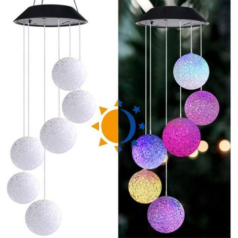 Solaire Carillon éolien LED Lampe Carillon à Vent Solaire Carillon Lumière Changeant Couleurs pour Jardin Patio Porch Mobile Décoration (1/5)