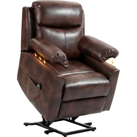 Electric Lift Relax Recliner in Dark Brown Faux Leather (1/5)