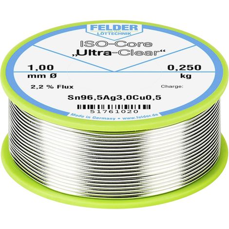 Felder ISO-Core "Ultra Clear" SAC305 Lötzinn Spule Sn96,5Ag3Cu0,5 0.250 kg 1 mm