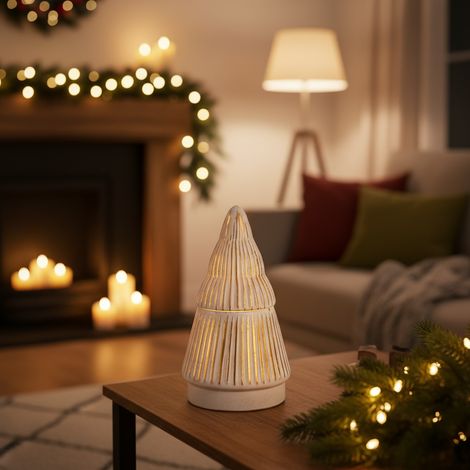 Candela profumata in cofanetto a forma di albero in vetro, candele natalizie da 21 cm (1/4)