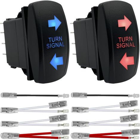 2Pcs Switch Rocker Signal Turn 7Pin ON-Off-ON 12V 20A DPDT Switch Light LED bleu/rouge, avec fils jumper pour l'ARB/Carling/NARVA 4x4 UTV ATV RZR SXS