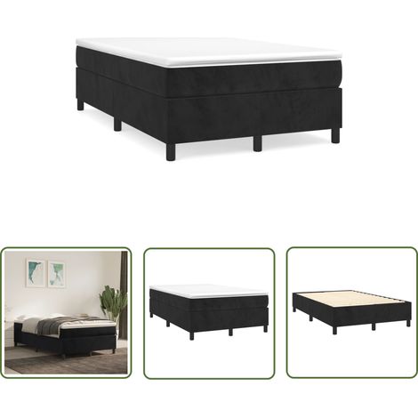 The Living Store Bettgestell ohne Matratze Schwarz 120x200 cm Samt - Samtbett - Doppelbett - Boxspringbetten - Bettgestell - Schlafzimmermöbel (1/5)