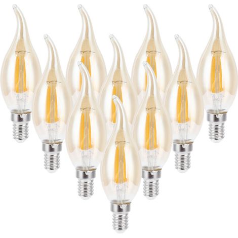 Jeffergarden Ampoule LED à Filament doré C35, 2700K, 4W, Base E14, verre transparent, lumière blanche chaude, 220 à 240V, 10 pièces (1/4)