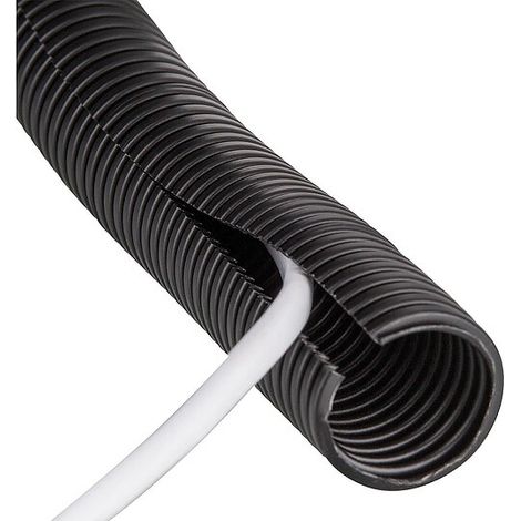 Kunststoffwellrohr geschlitzt PP-mod, NW 17 schwarz - Rolle 50 m