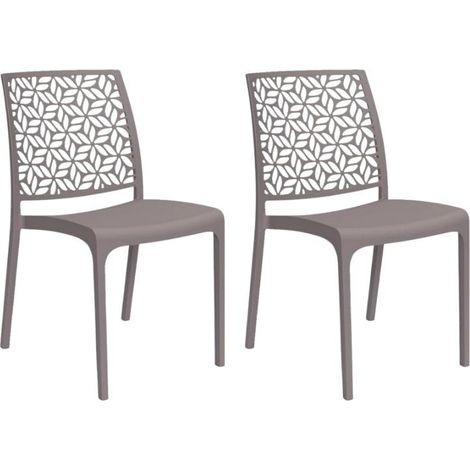 Gloupie Set 2 Sedie Ninfa in Polipropilene Taupe,Impinabili, 46x54x80 cm, peso 3,3 kg,Schienale a Forma di Ninfee,Made in italy (1/5)