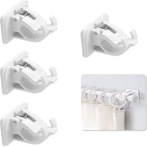 Gardinenstangenhaken, Gardinenstangenclips, Befestigungselemente, bohrfreie Klebehalterungen, Clips, horizontale Stangen, Teleskop-Gardinenstangen, Klebehaken (1/5)