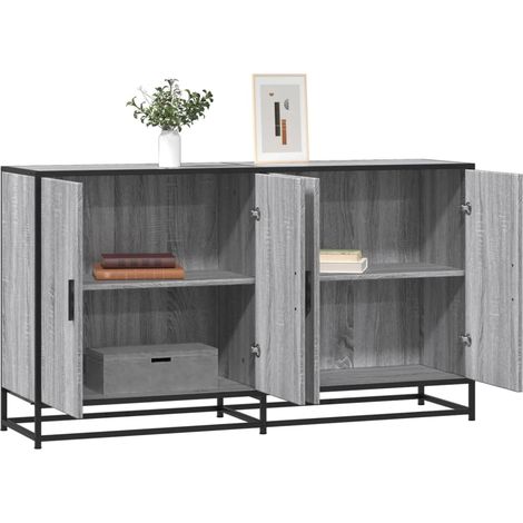 Sideboard Grau Sonoma 134x35x76 cm Holzwerkstoff