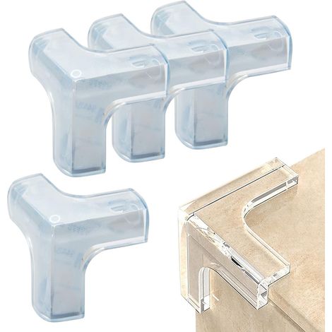 Lot de 4 protections d'angle transparentes en silicone, pare-chocs pour couvrir les bords tranchants des meubles et des tables, transparents et invisibles (1/4)