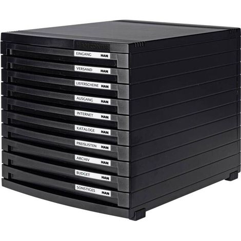 [GEBRAUCHT] B-Ware Han Schubladenbox CONTUR 1510-13 Schwarz DIN A4, DIN B4, DIN C4 Schubfächer 10