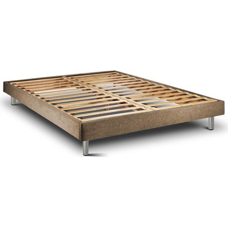 Cadre de Lit Tribu Taupe Pieds Métal 135x200