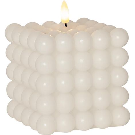 Star Trading Bougie Flamme Dot, Bougie Bulle, Blanc, LED, Minuteur, Blanc Chaud, 12,5 cm